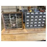 2-Small Plastic Tray Organizers w/ Misc Items