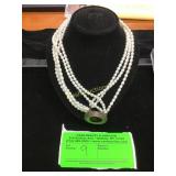 4- Strand pearl necklace with Sterling Abolone