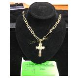 14 KT gold chain with 10 KT cross 22.60 grams