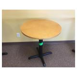 Round wood top table, 26 inches in diameter by 29 Round wood top table, 26 inches in diameter by 29