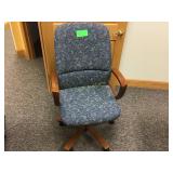 Kimball Wood and Cloth Seat Executive Chair