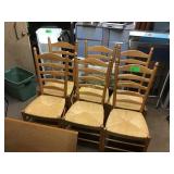 6 Wood chairs with woven seats in good shape