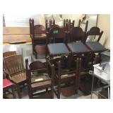 17 Wood and cushion chairs vinyl seats.  Not all