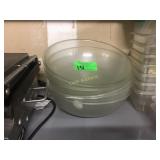 Five round salad bowls