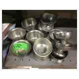 Small stainless steel bowls in one rack