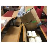 Box of paper cups and straws