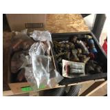 Two boxes of assorted plumbing and gas fixtures