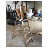 Wood 6 foot folding ladder