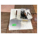 Cutting board, pizza paddle and assorted kitchen Cutting board, pizza paddle and assorted kitchen
