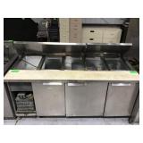 74 inch three door refrigerated pizza prep unit