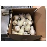 Large box of plastic coffee servers Large box of plastic coffee servers