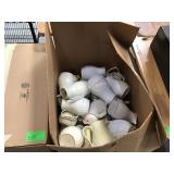 Large box of plastic coffee servers Large box of plastic coffee servers