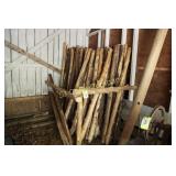 Lot of wooden rustic fence post