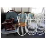 Lot of 6 kitchen chairs & 1 rocking chairs