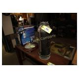 ANITQUE FIRE EXTINGUISHER, 2 FRAMED PICTURES