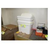 2 PLASTIC BUCKETS WITH LIDS