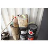 ASSORTED CONTAINERS OF PAINT & CHEMICALS