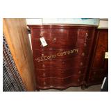 Antique Hi-boy dresser with center hat box, claw