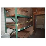 Sections of pallet racking w/plywood shelves