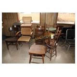 Lot:  11 assorted wood chairs