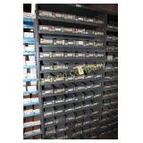 Shelf unit w/78 metal parts bins