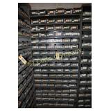 Shelf unit w/102 metal parts bins