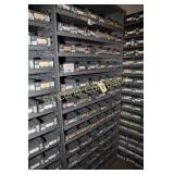 Shelf unit w/78 metal parts bins