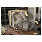 Lot:  3 floor fans and one ceiling fan