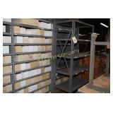 Sections of metal shelving w/inventory boxes