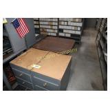 Lot:  Two 3 drawer cabinets and table