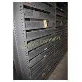 Metal inventory boxes and shelf unit