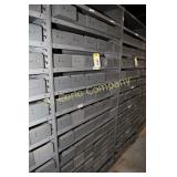 Metal inventory boxes and shelf unit