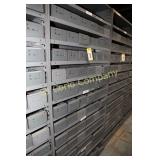 Metal inventory boxes and shelf unit