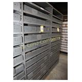 Metal inventory boxes and shelf unit