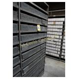 Metal inventory boxes and shelf unit