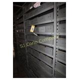 Metal inventory boxes and shelf unit