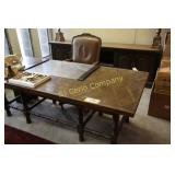 Oak desk and executive leather chair