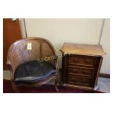 Cane side chair and small table