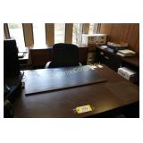 Desk, credenza (66"), and chair (released late on