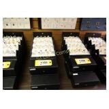 Assorted rings in display boxes