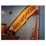 Lot of outdoor banners, breakfast, lunch,