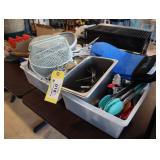 Lot of tongs, oven mitts, strainers