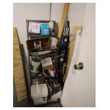 Lot of bulbs, shelf, painting supplies