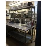 Stainless steel table with dish shelves