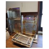 Assorted stainless steel shelves, sink unit and