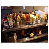 Lot of condiments and condiment caddies, napkin