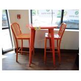 Metal round high top table with 2 metal chairs