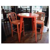 Metal round high top table with 2 metal chairs