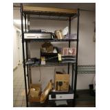 Lot of assorted office supplies, cash drawer, HP