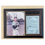 TED WILLIAMS SIGNED PLAQUE